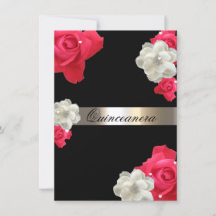 Red Roses, Custom Quinceanera Invitation