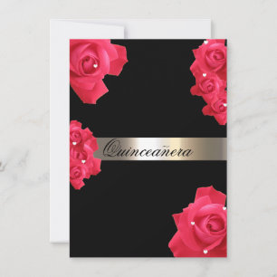 Red Roses, Custom Quinceanera Invitation