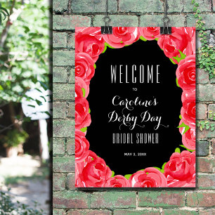 Red Roses Derby Style Bridal Shower Welcome Poster