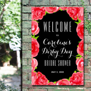 Red Roses Derby Style Bridal Shower Welcome Poster