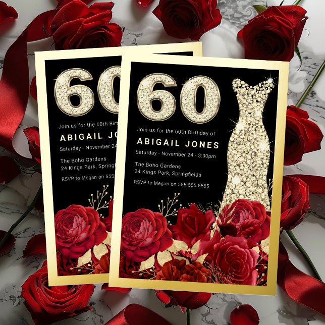 Red Roses Diamond Dress 60th Birthday Golden (Creator Uploaded)