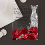 Red Roses Diamond Dress Womans 70th Birthday Party<br><div class="desc">Red Roses Diamond Dress Womans 70th Birthday Party Acrylic Invitation

See matching collection in Niche and Nest Store

Many thanks</div>