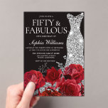 Red Roses Diamond Gown 50th Birthday Party Black  Acrylic Invitations<br><div class="desc">Red Roses Diamond Gown 50th Birthday Party Black Acrylic Invitations

See matching collection in Niche and Nest Store

Many thanks</div>
