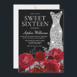 Red Roses Diamond Gown Black Sweet 16 Birthday Invitation<br><div class="desc">Red Roses Diamond Gown Black Sweet 16 Birthday Invitation

See matching collection in Niche and Nest Store

Many thanks</div>