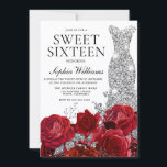 Red Roses Diamond Gown Sweet 16 Birthday Party Invitation<br><div class="desc">Red Roses Diamond Gown Sweet 16 Birthday Party Invitation

See matching collection in Niche and Nest Store

Many thanks</div>