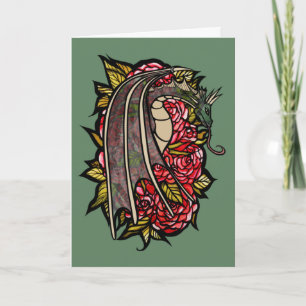 Red Roses Dragon Art Card