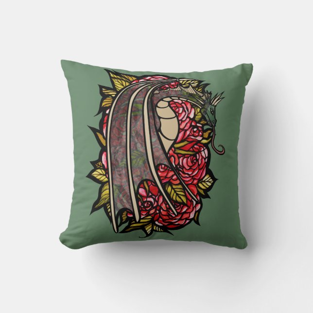 Red Roses Dragon Art                   Cushion (Front)