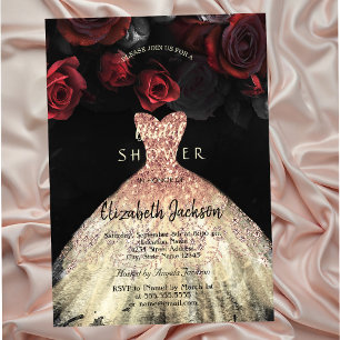Red Roses Dress, Bridal Shower  Invitation