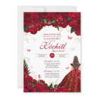 Red Roses Elegant Floral & Butterfly Quinceanera