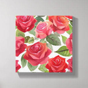 Red Roses   Elegant Floral Rose Watercolor Canvas Print