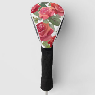 Red Roses   Elegant Floral Rose Watercolor Golf Head Cover