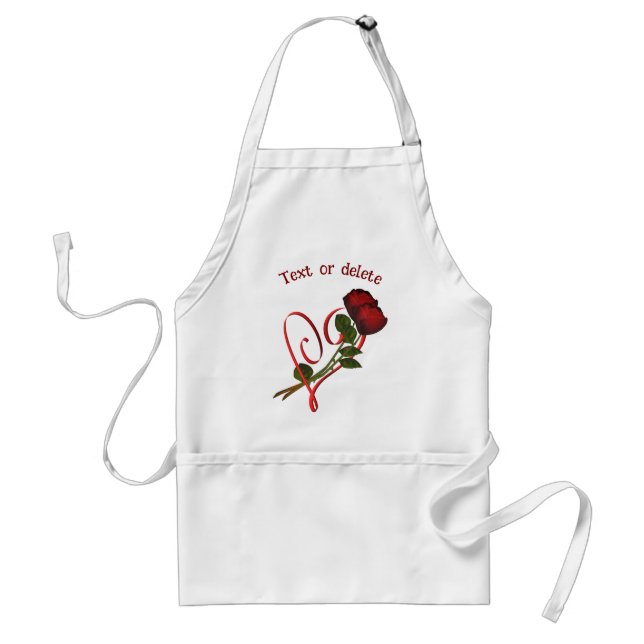 Red Roses Elegant Heart Personalised Standard Apron (Front)