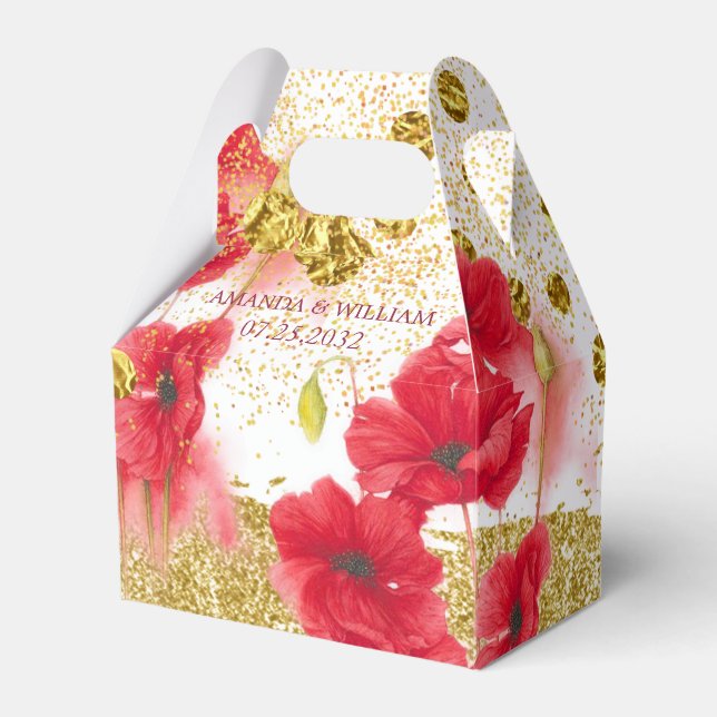 Red Roses Elegant Wedding  Favour Box (Front Side)