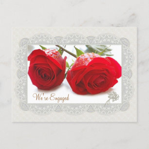 Red roses Engagement announcement Postcard