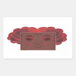 Red roses face. rectangular sticker