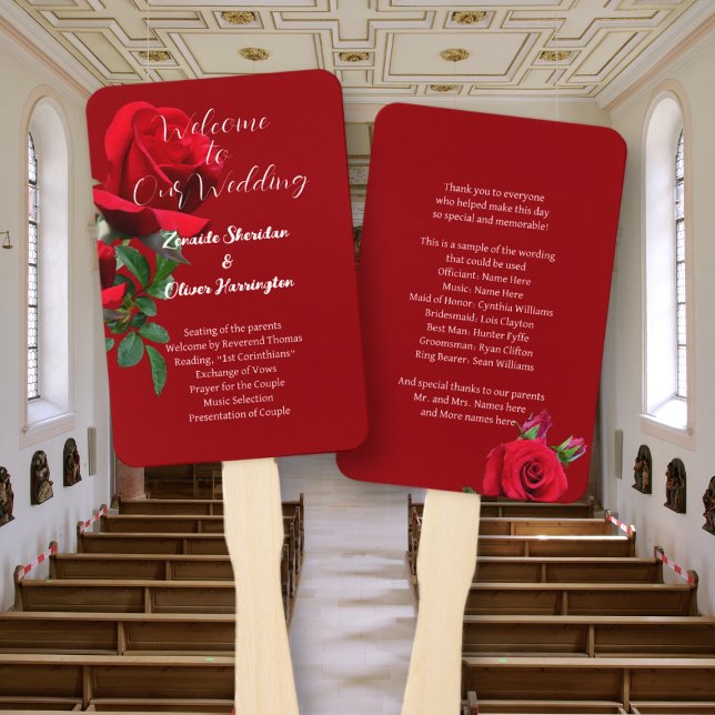 Red Roses Fan Wedding Program (Creator Uploaded)