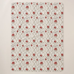 Red Roses Faux Wood Floral Love Sherpa Blanket