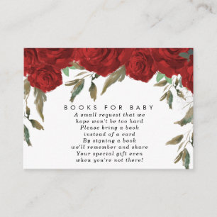 Red roses floral books for baby book request card