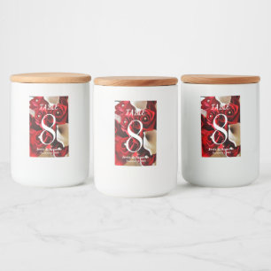Red Roses Floral Elegant Flower Gold Balls Wedding Food Label