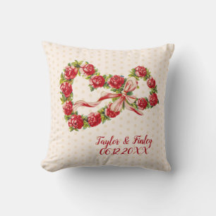 Red Roses Floral Heart Wreath Elegant Cute Vintage Cushion