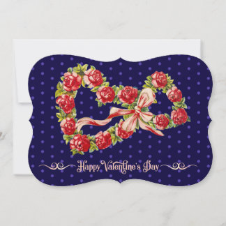 Red Roses Floral Heart Wreath Elegant Cute Vintage Holiday Card
