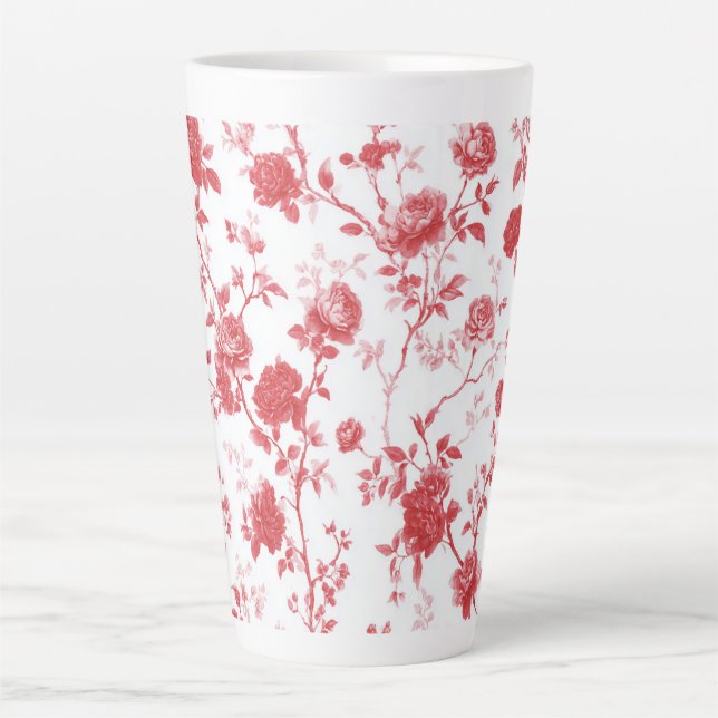 Red Roses Floral Latte Mug (Front)