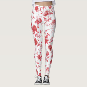 Red Roses Floral Leggings