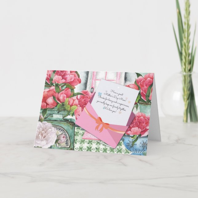Red Roses Floral Letter Envelope Mother's Day Card (Front)