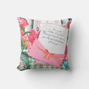 Red Roses Floral Letter Envelope Mother's Day Cushion
