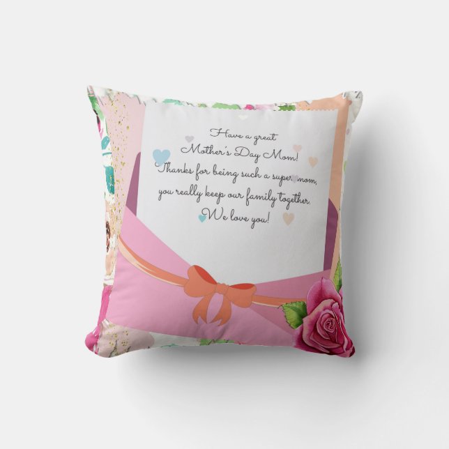 Red Roses Floral Letter Envelope Mother's Day Cushion (Front)