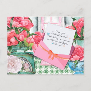 Red Roses Floral Letter Envelope Mother's Day Postcard
