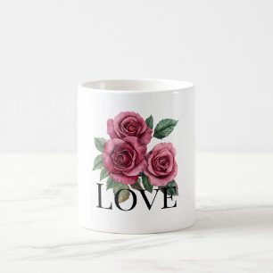 Red Roses Floral Love  Coffee Mug