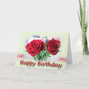 Red Roses Floral Pattern Birthday Card