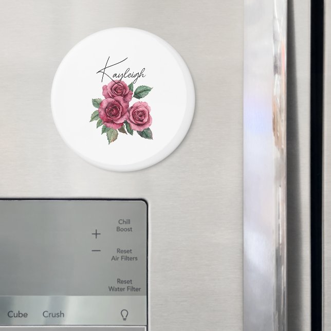 Red Roses Floral Personalised Magnet (In Situ (Fridge))