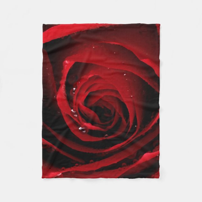 Red Roses Floral Petals Blossom Plants Flower Fleece Blanket (Front)