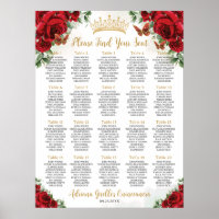 Red Roses Floral Sweet  15 16 Quinceañera Seating