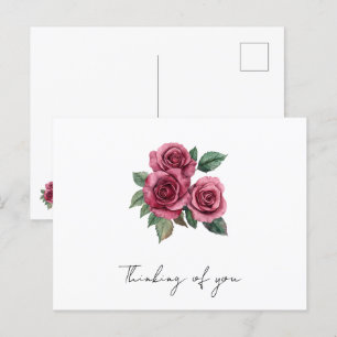 Red Roses Floral Thinking of you Postcard