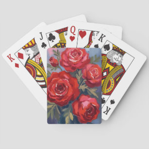 Red Roses   Floral Watercolor Painting Playing Cards