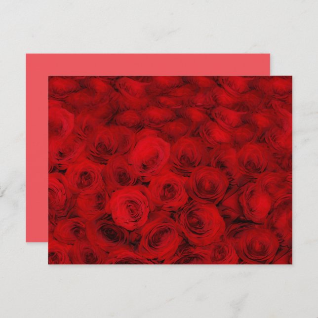 Red Roses Flower Art Bouquet Note Card Set (Front/Back)