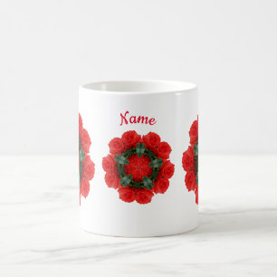 Red Roses Flower Art Personalised Coffee Mug