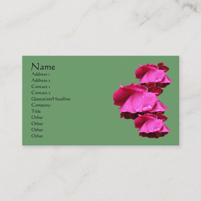 Red Roses Flower Business Card (Front)