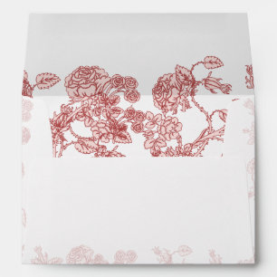 Red Roses Flower Swirl Wedding Envelopes