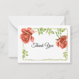 Red Roses Flower Thank You Cards