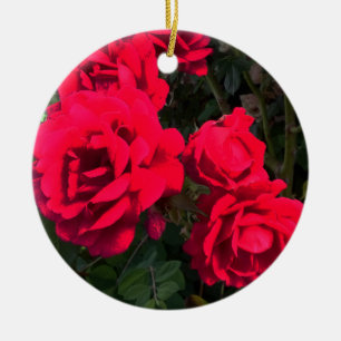 Red Roses Flowers Ceramic Tree Decoration