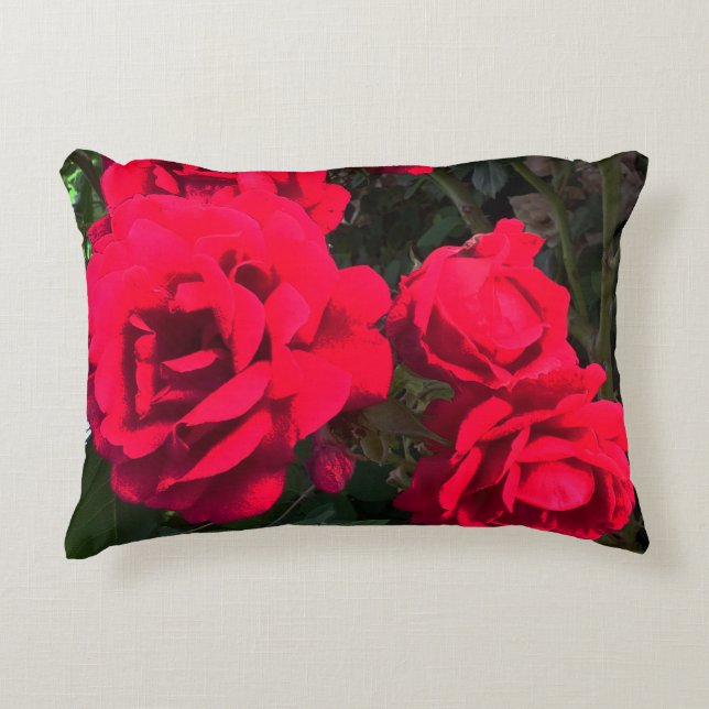 Red Roses Flowers  Decorative Cushion (Front)