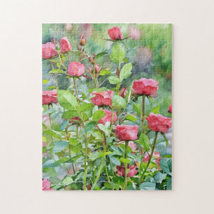 Red Roses Flowers Floral Garden Art Puzzle