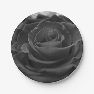 Red roses flowers floral romantic nature botanical paper plate
