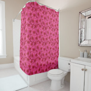 Red roses, flowers, red shower curtain