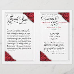 Red Roses Foldable Wedding Ceremony Program Flyer