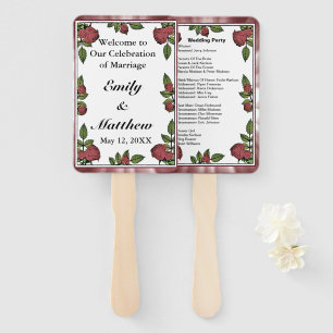 Red Roses Frame with Border Image Party List Hand Fan